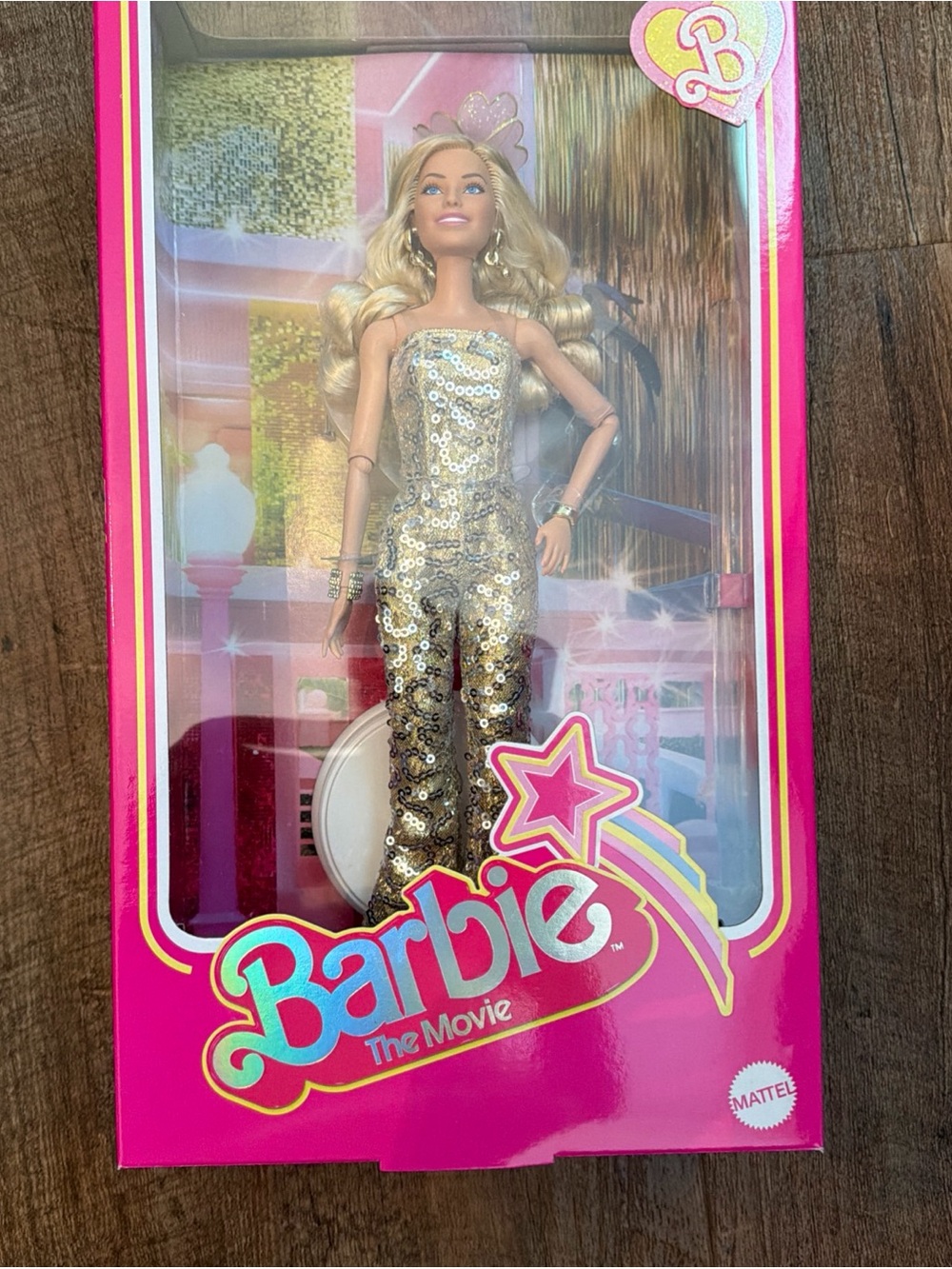 Barbie The Movie Barbie Doll in Gold Disco Jumpsuit HPJ99 Margot Robbie In Hand!
